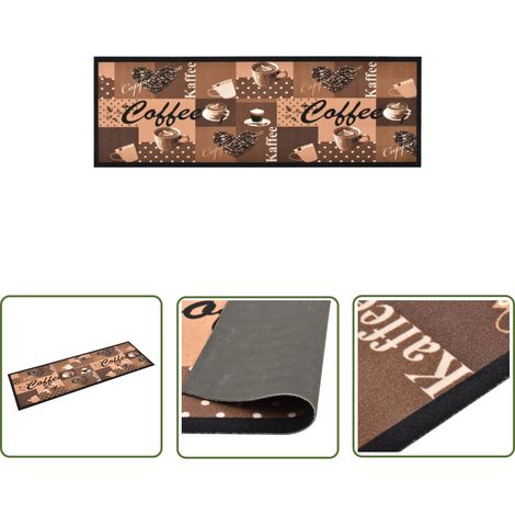 The Living Store Küchenteppich Waschbar Kaffee Braun 60x180 cm - Bodenmatte - Küchenmatte - Teppich - Wohnzimmerteppich - Esszimmerteppich (1/5)