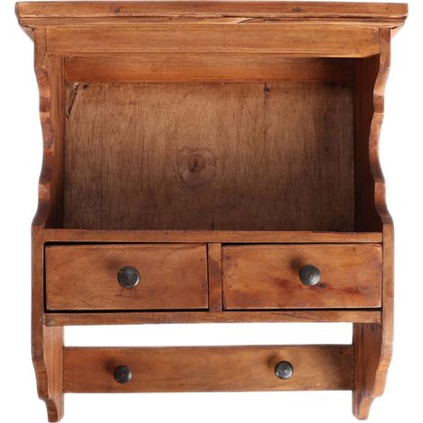 Mobiletto in legno marrone con cassetti, stile rustico (1/5)
