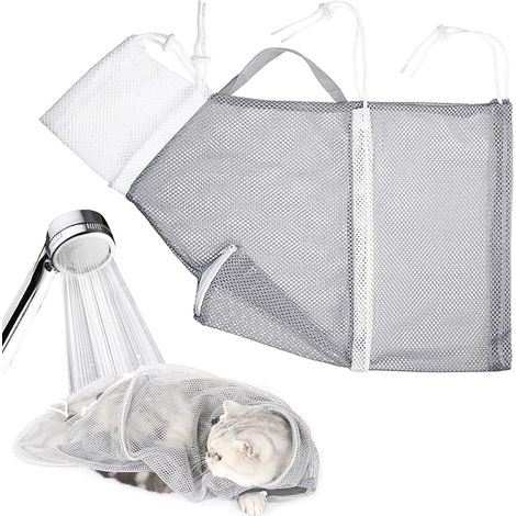 Sac Bain Douche pour Chat Sac Bain Mou Chat Sac Filet De Bain De Lavage De Chat Animaux Baigner Prends Une Douche Sac en Filet Anti-Morsure Prendre Un Bain Couper Les Ongles (1/5)