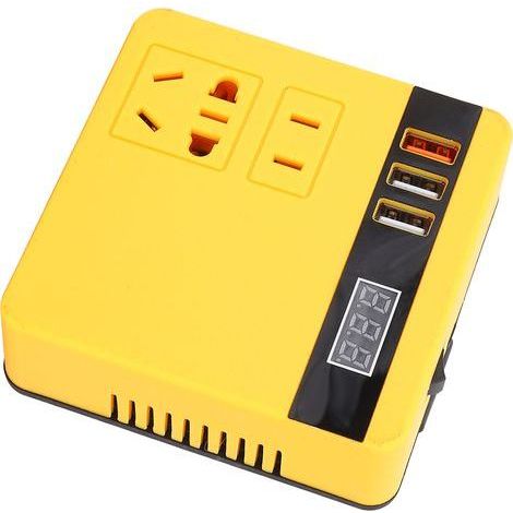 120-W-Batterie-Wechselrichter, DC 18–21 V Eingang/Ausgang, Wechselstrom, 3 USB-Anschlüsse, kabellos, mit Spannungsanzeige (1/5)