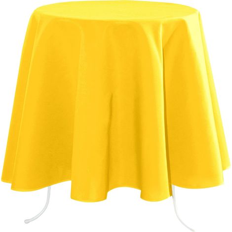 Nappe Taille ø 180 Polyester Couleur Jaune Modèle Nelson Ronde Linge de Table Lavable 30°