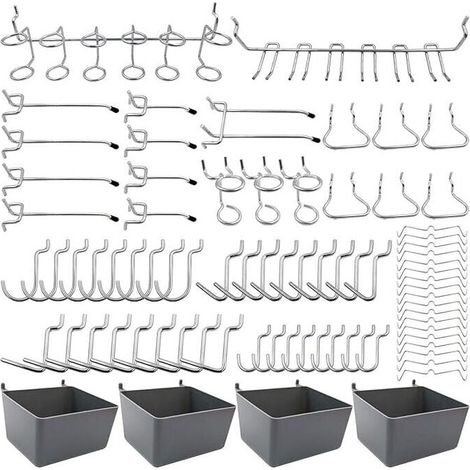 Porte-outils de Crochets pour Panneaux Perforés avec Bacs, Verrous à Chevilles, pour Organiser Divers Outils, 80 pièces (1/5)
