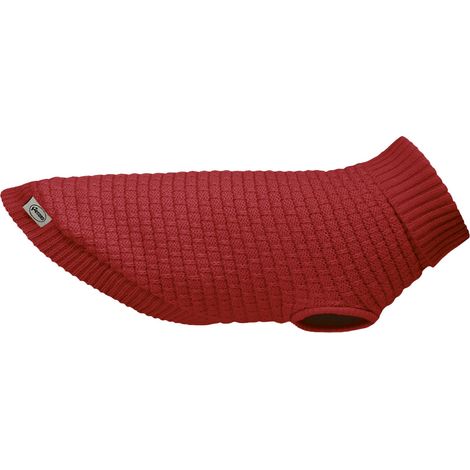 Pull pour Chiens Modèle Automne. Pull Chaud Col Haut, Trou Laisse et Passants Pattes Arrière  Rouge, XL - Longueur Dos 50 cm