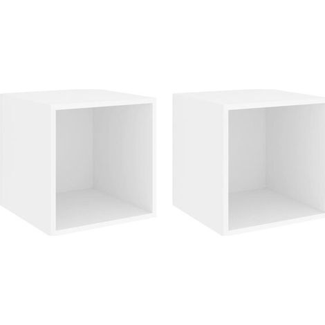 Lot de 2 Étagères Murales de Rangement, Cubes de Stockage en Bois d'Ingénierie, 37x37x37 cm, Blanc (1/5)