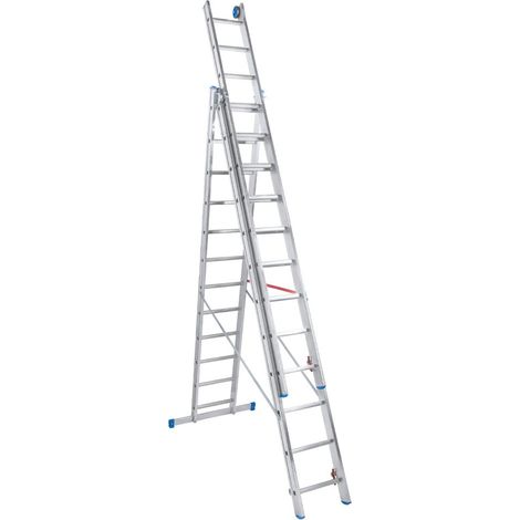 PETRA Echelle professionnelle transformable en aluminium 3 plans 12 marches (1/5)