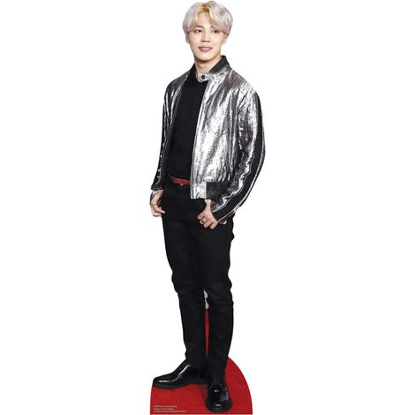 Figurine en carton Park Jimin (Jimin) veste argent BTS (kpop) -Haut 90cm (1/5)