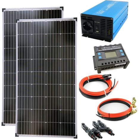 Komplettset 2x130 Watt Solarmodul 1000 Watt TS1000 Spannungswandler 20A Laderegler Inselanlage