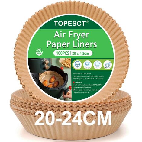 Lot de 100 feuilles de papier sulfurisé pour friteuse à air chaud, 20 cm, papier sulfurisé de qualité alimentaire, imperméable, résistant à l'huile (20x20cm) (1/5)