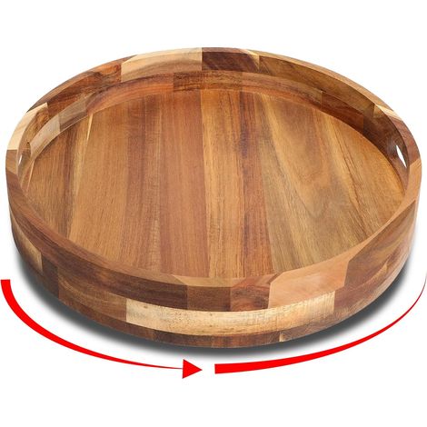Lazy Susan – Plateau tournant en bambou de 30,5 cm – Organiseur rotatif pour cuisine, table à manger, garde-manger et comptoir – Étagère à épices en bambou avec rotation fluide à 360° (bois (1/5)