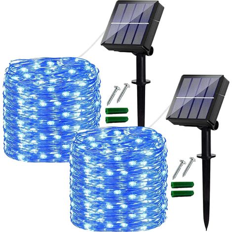 Guirlande Lumineuse Solaire - 120 LED - 12 M - Étanche IP65 - 8 Modes - Pour Jardin Terrasse Extérieur - Lot de 2 (1/5)
