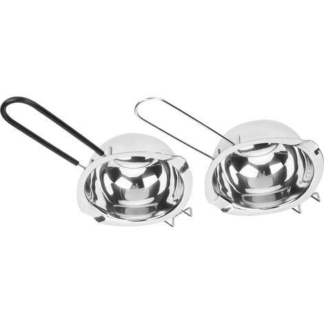 Lot de 2 casseroles à fondre en acier inoxydable de 400 ml, ustensiles de cuisine pour beurre, chocolat et fromage (argent et noir) (1/5)
