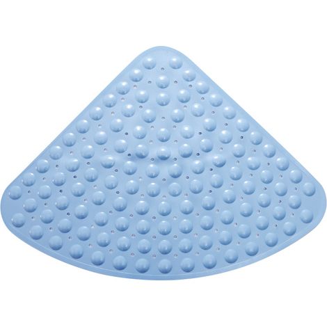 BEBUSINGOTO 54 x 54 cm, rutschfeste Viertelkreis-Badematte, maschinenwaschbar, Duschmatte mit Saugnapf, Blau