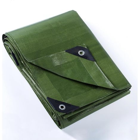 Bâche de protection bâche imperméable 2x2m vert 160g/m² bâche imperméable résistante aux UV en polyéthylène avec œillets