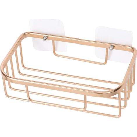 Porte-Rouleau en Aluminium Or de Papier Toilette à Ventouse Installation sans Perçage, Design Ajouré, pour Salle de Bain et Toilettes (1/5)