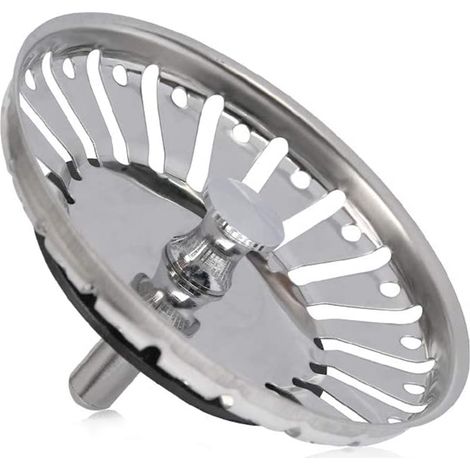Filtre de bonde d'évier en acier inoxydable, bouchon de vidange de cuisine durable et résistant à la corrosion, facile à installer et compatible avec tous les éviers. (1/5)