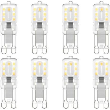VURAHOME -Lot de 8 ampoules LED G9, G9 LED 220V Blanc naturel 5500K 3W équivalent halogène 30W [Classe énergétique E] (1/5)