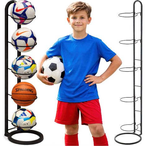 SUPPORTO IN METALLO PER 5 PALLONI ORGANIZZATORE CALCIO BASKET PALESTRA HOME FIT