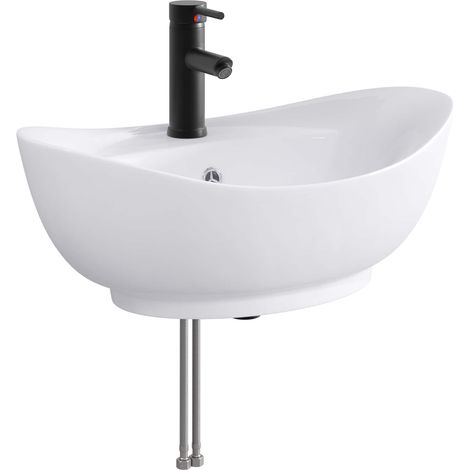 vidaXL Bathroom Wash Basin Matte Black 59 x 35 x 21 cm Metal