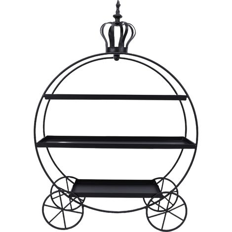 Présentoir à gâteaux 3 niveaux en fer noir robuste élégant pour desserts fruits mariage après-midi thé design moderne stable (1/5)