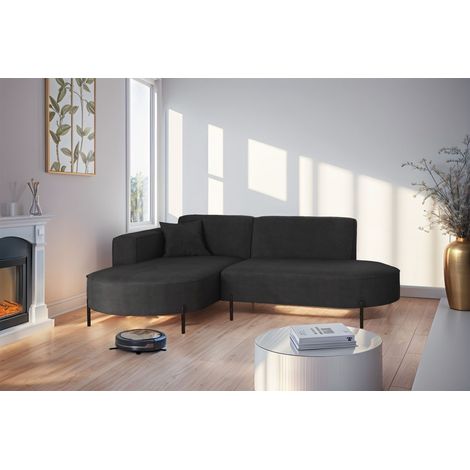 Ecksofa Designersofa VALENCIA XS in Stoff Noel Grafit Ottomane Links (1/2)