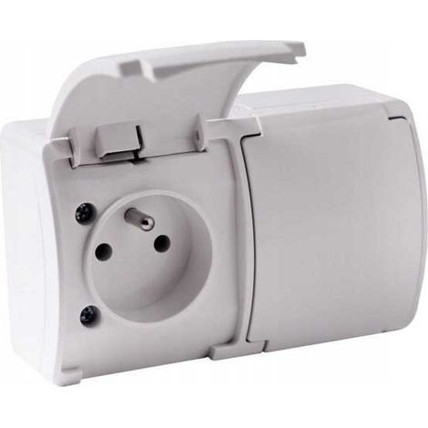 Enchufe doble VG-2 Koala con protección IP44 NT, color blanco. (1/2)
