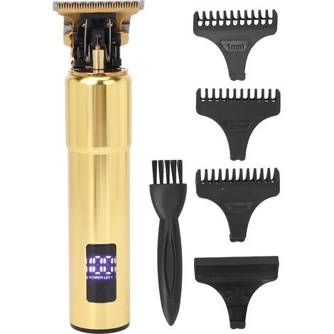 Tondeuse à cheveux électrique professionnelle sans fil rechargeable avec écran LCD pour hommes (dorée) (1/5)