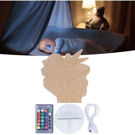 3D-Touch-Nachtlicht mit sieben Farben, 16 einstellbaren Helligkeitsstufen, 4-Modus-Fernbedienung, Geschenkidee, Einhorn-Serie KX-77 (1/5)