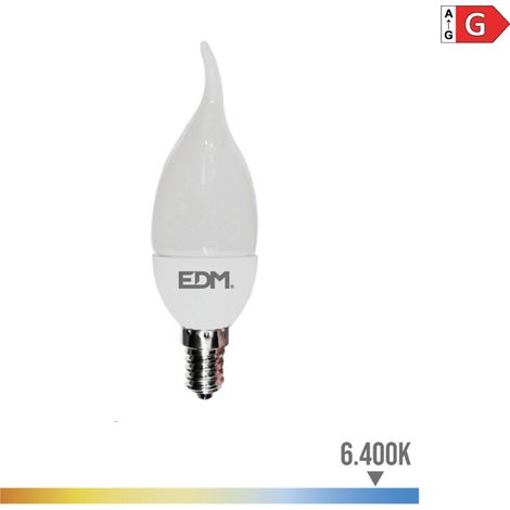 Bombilla vela bohemia led e14 5w 400lm 6400k luz fria ø3.8x12.5cm EDM