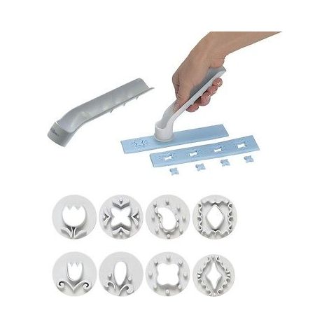 WILTON STAMPO TIMBRI TIMBRA TAGLIA FONDENTE TORTA 8 DECORI TIMBRATAGLIA