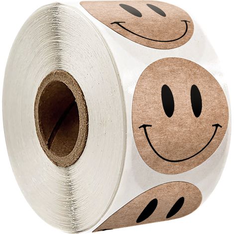 2,5 cm 500 Stück pro Rolle Kraft-Smiley-Aufkleber, einfach zu tragen, Anreiz, Belohnungsaufkleber, Zubehör für Lehrer und Mütter (nur Englisch) (1/4)