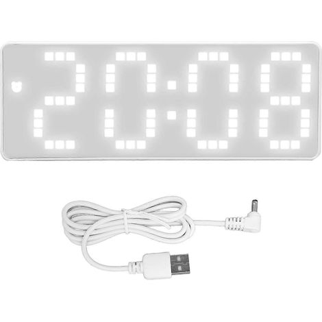 Horloge électronique à luminosité réglable avec affichage miroir LED, idéale pour les dortoirs et les chambres d'étudiants. (1/5)