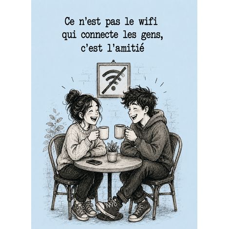 Plaque Métal Amitié Ce Nest Pas le Wifi Déco 30 x 20 cm (1/2)
