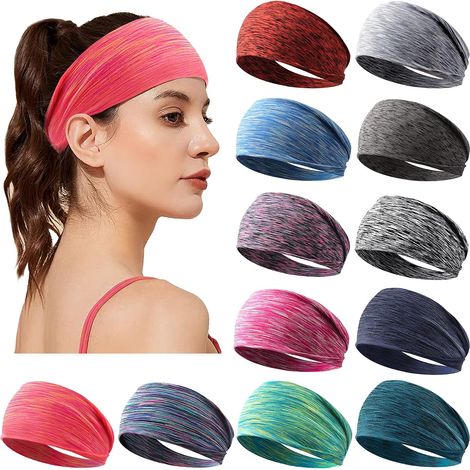 12 fasce antiscivolo per capelli da donna per sport, yoga e fitness, elastiche e traspiranti, ideali per viaggi e attività sportive. (1/4)