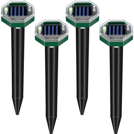 Ultrasonic Cat Repellent, 4 pcs Solar Powered Cat Repellent, 360° Outdoor Cat Repellent, for Garden, Cats, Dogs, Mice, Raccoons (1/4)