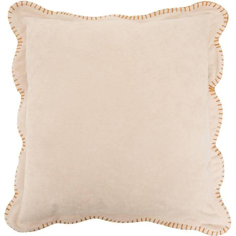 Coussin Déco à Festons "Tom" 40x40cm Beige Lin (1/5)