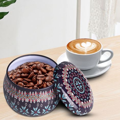 Aufbewahrungsbox aus Weißblech, Metalldose mit Deckel für Tee, Kaffee, Süßigkeiten, Schmuck, Geschenke, Aufbewahrungsbox für Küche und Haushalt (E) (1/3)