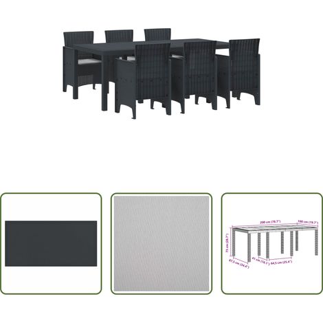 Garten Tisch - Garten Essgruppe 7 pcs Anthrazit Polypropylen (1/5)
