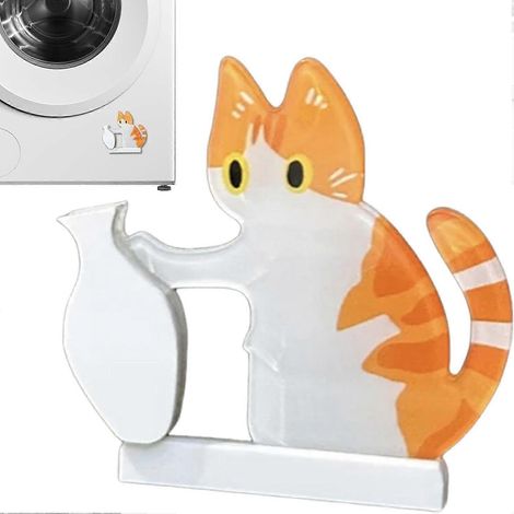 Aimants réfrigérateur moustache chat orange acrylique, support rangement 6x57 cm pour réfrigérateur, lave-linge, mur, bureau (1/5)