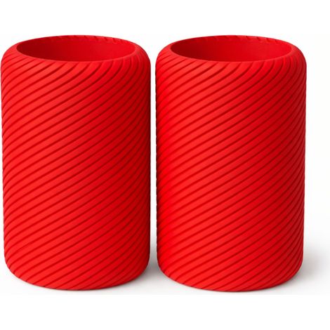 Porte-bougies chauffe-plat rouges, lot de 2, rainurés, style japonisant (1/3)