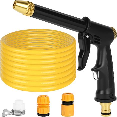 Tuyau d'arrosage de jardin en PVC de 5 m avec pistolet pulvérisateur haute pression, 2 raccords standard et 1 raccord universel, tuyau anti-torsion pour jardin, lavage de voiture et balcon (1/5)