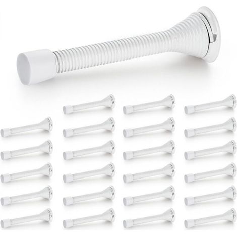 Door stops, set of 24, White, spring-loaded, with rubber stop, for the bottom of the door (1/5)