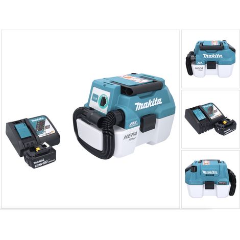 Aspiratore a batteria Makita DVC 750 LRM1 LXT 18 V 67 mbar 7,5 l senza spazzole + 1x batteria ricaricabile 4,0 Ah + caricabatterie