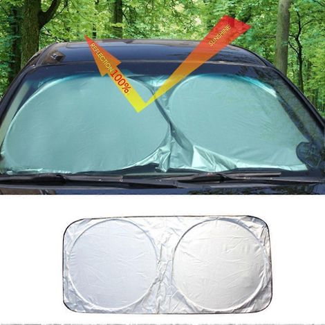 Pare-soleil de pare-brise avant de voiture, film argenté anti-UV, 150 x 70 cm, réflecteur pour accessoires personnels d'extérieur. (1/5)