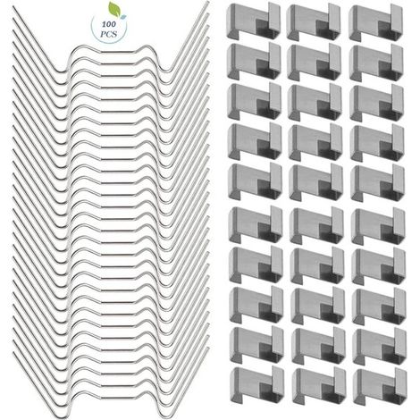 Colliers de serrage pour serres - Fixation de panneaux alvéolaires pour accessoires de serre - Contient 50 colliers de serrage en W et 50 colliers de serrage en Z pour vitrages de serres - 100 pièces  (1/5)