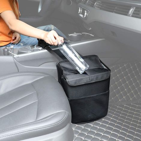 Hängendes Auto-Mülleimer-Zubehör – Auto-Mülleimer-Tasche mit Deckel und 3 Netz-Aufbewahrungstaschen, 2,64 Gallonen
