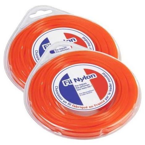 Fil nylon 3 mm x 12 m Carré Orange Blister par 2 (1/5)