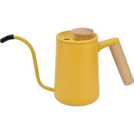 Cafetière à filtre manuelle en acier inoxydable avec bec verseur en col de cygne, jaune 600 ml (1/5)