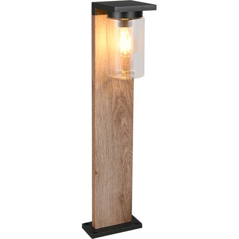 Potelet exterieur e27 fonte daluminium aspect bois - trio - ardila (1/3)