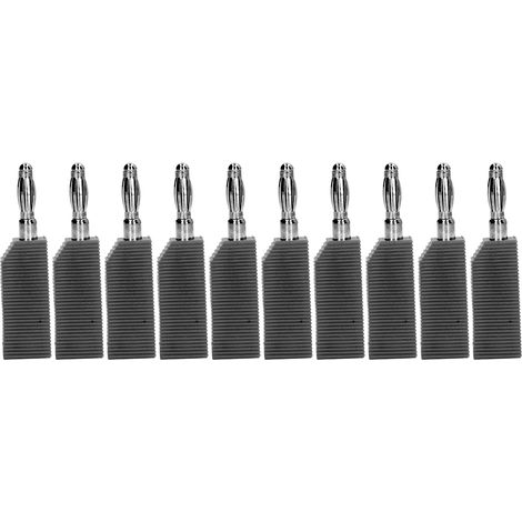 Lot de 10 fiches bananes 4mm en laiton PE, connecteurs sans soudure pour test électrique, accessoires noirs J.10030 (1/5)