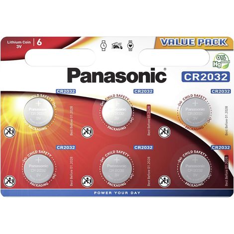 6 batteries Panasonic CR2032